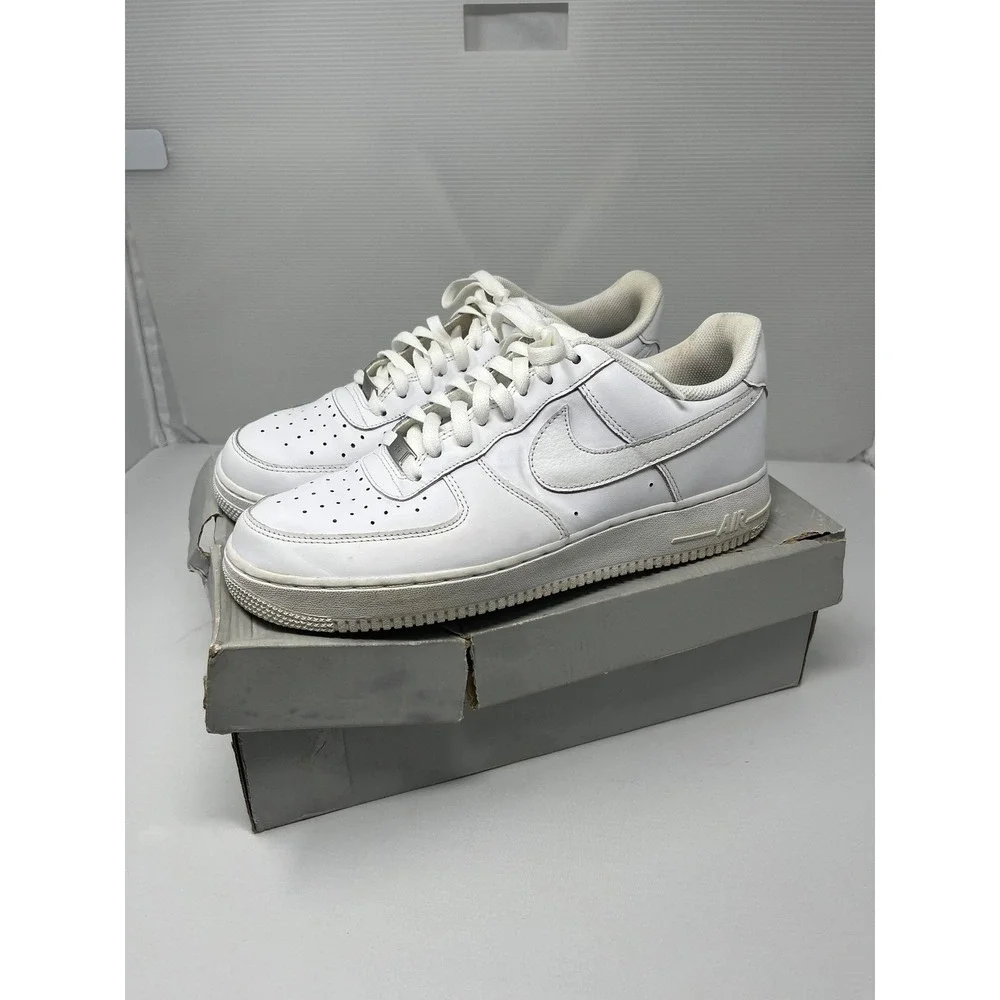 Nike Air Force 1 07 Low Triple White Shoe 315122-111 Mens 10.5 W/ Box No Insoles